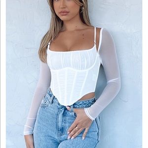 White Fox Boutique More Than Basic Long Sleeve Bustier White